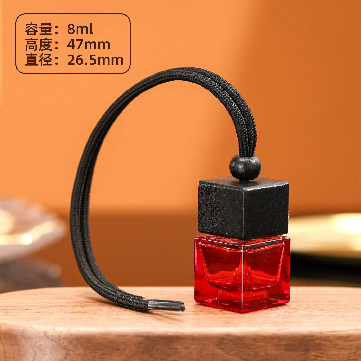 Empty 5ml 8ml 10ml 15ml Black wooden cap glass car air freshener hanging perfume bottle fragrance diffuser