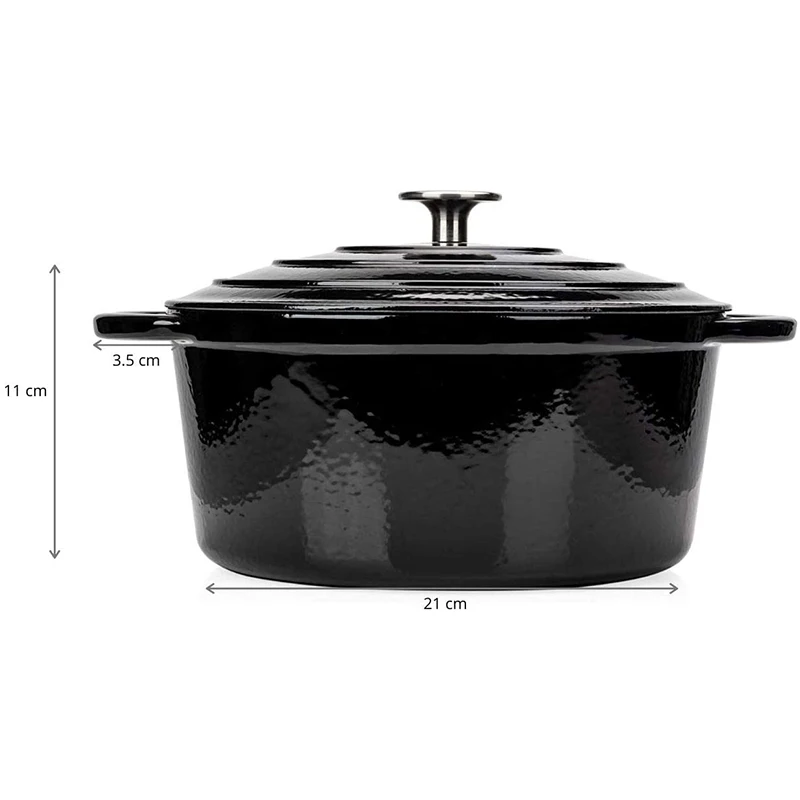 Hot sell Round Casserole Dish - Cast Iron Cauldron Induction and Gas Safe Non Stick Dutch Oven Roasting Cooker - with Lid