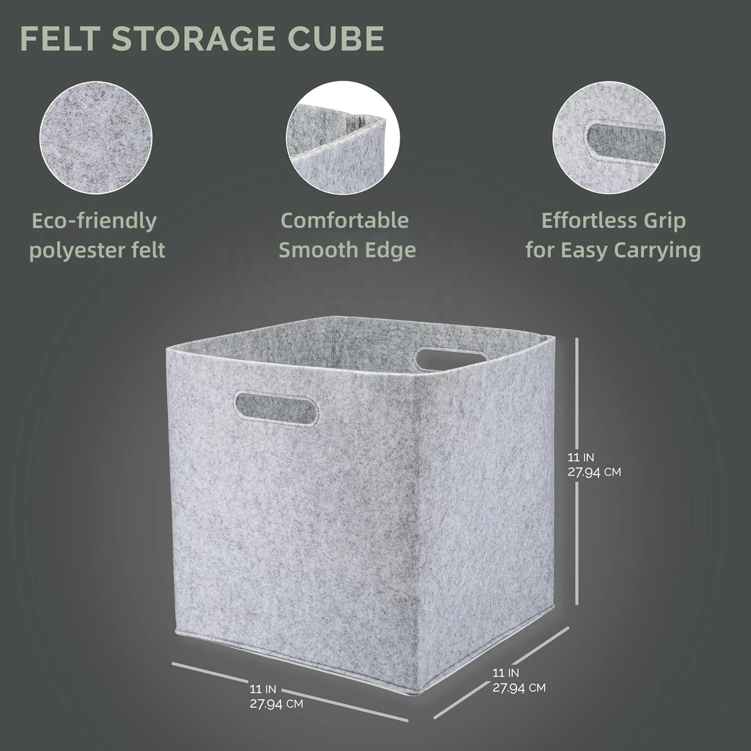 Collapsible and Portable Versatile Felt Storage Cube Bin for Cube Organizer and Closet Organizers