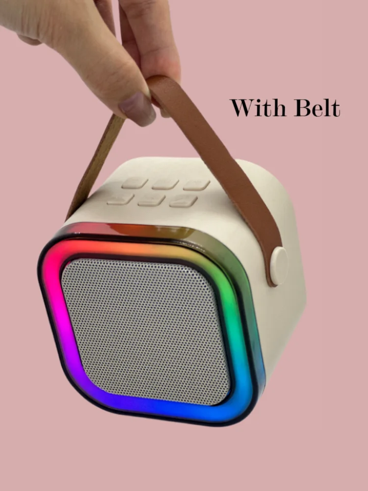 Cute and stylish portable wireless BT karaoke speaker with 1pc wireless microphone and color light speaker