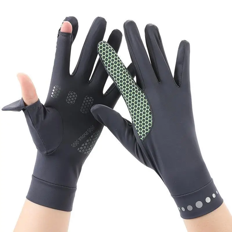 Hot Sale Sunscreen Fast Dry Breathable Driving summer Cycling Gloves Of  Two Fingers Ice Silk Winter Gloves