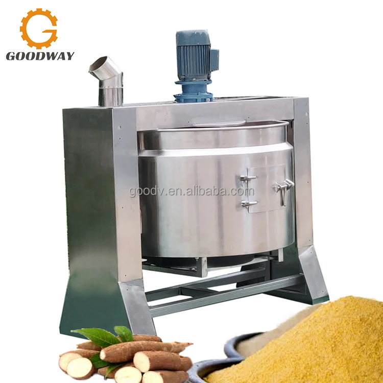 Firewood / Gas / Electric Cassava Flake Garri Fryer Cassava Gari Roasting Frying Machine
