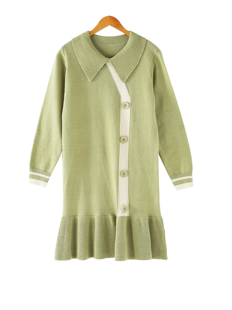 2020 Latest new arrival doll collar long sleeve loose fit pregnant women fishtail knit long sweater dress