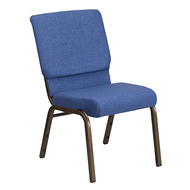Коммерческая мебель, церковные синие Дешевые штабелируемые стальные тканевые католические церковные праздничные стулья