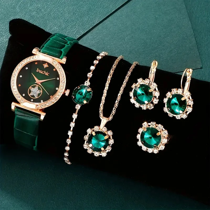 Fashion ladies african jewelry set girls necklace bracelet luxury quartz watches jewelry sets for women gift CD142