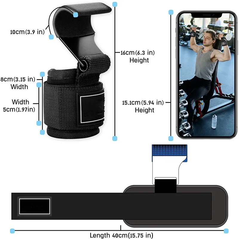Wholesale Fitness Custom Logo Weightlifting Gym Weight Lifting Hook Straps