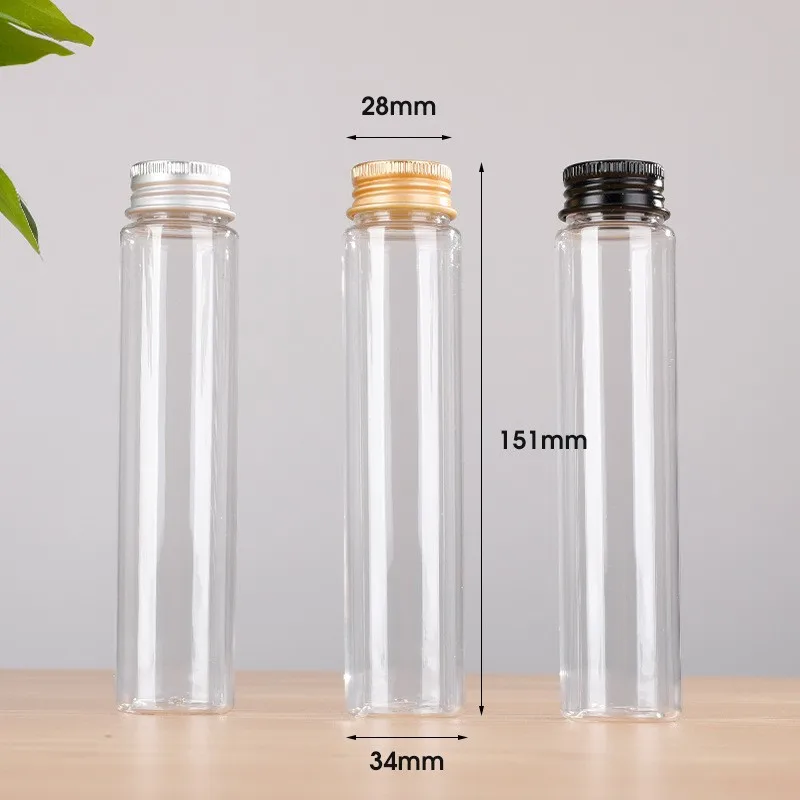 empty 110ml plastic PET flat bottom vitamin medicine Earphone data power cable tubes metal aluminium silver lids test tubes