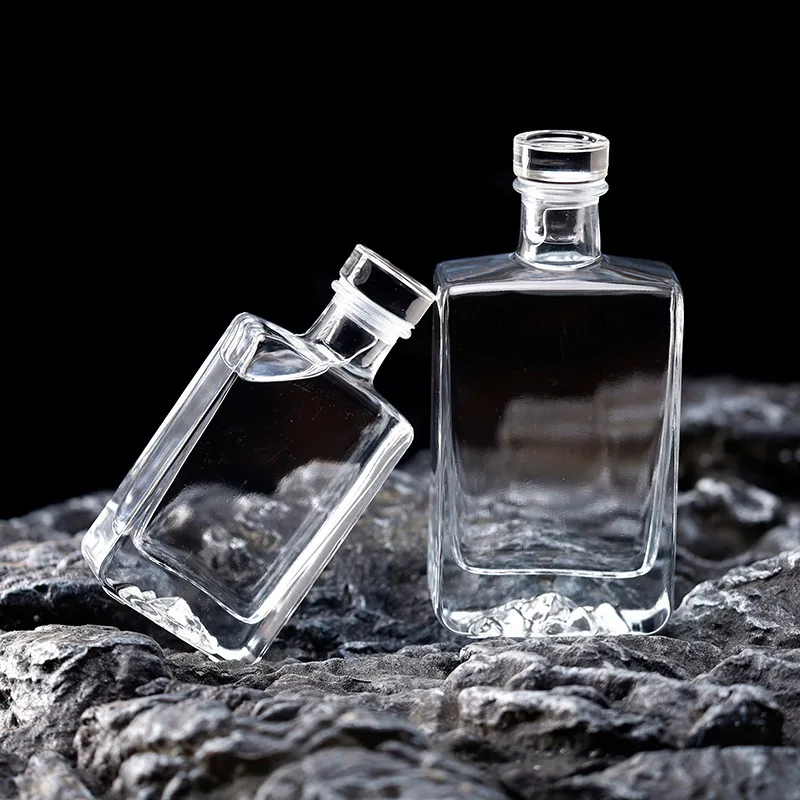 Плоская стеклянная бутылка для напитков виски ликер водка алкогольный сок со стеклянной крышкой крышка бутылки