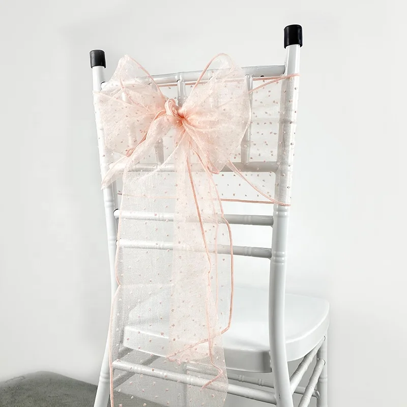
Bubble Dot Organza Pink Organza Chair Ruffle Sashes for Chair Tie Backs Wedding Event Party 