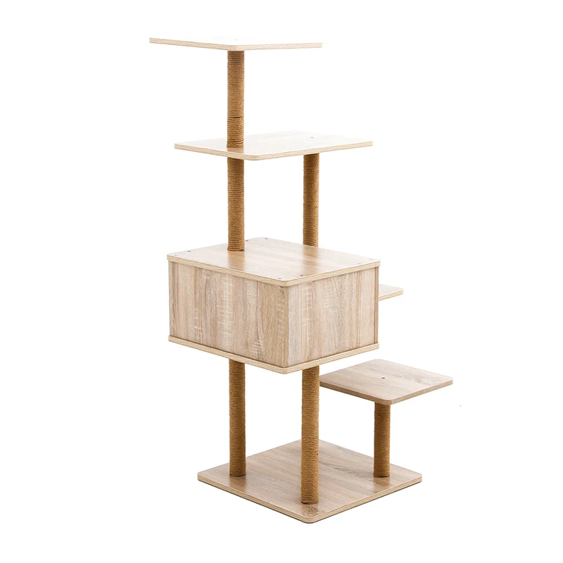 The Cat Tree has multiple levels of comfortable hiding places to climb, play and relax