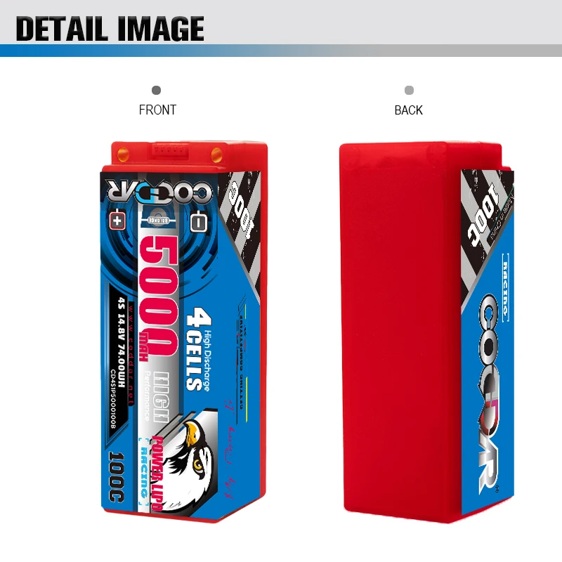 CODDAR 4S 5000MAH 14.8V 100C 200C 5mm Bullet Hard Case RC LiPo Battery 1/10 1/8 Scale RC Car Boat Truggy
