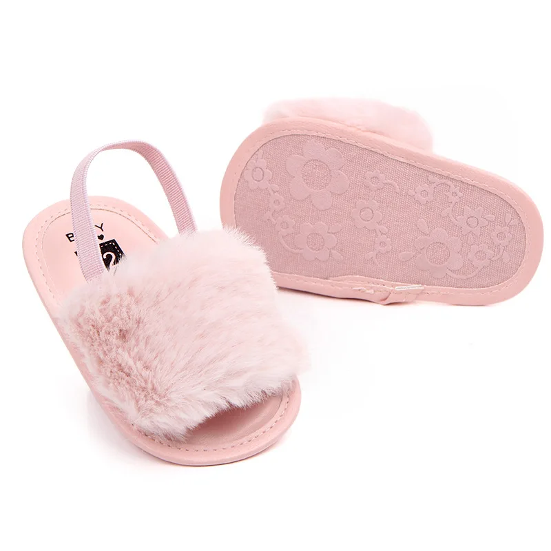 Mulit-colors Infant Girls Soft Sole Shoes Plush Slide Sandal Summer Toddler Princess Non-slip Crib Shoes For Girls