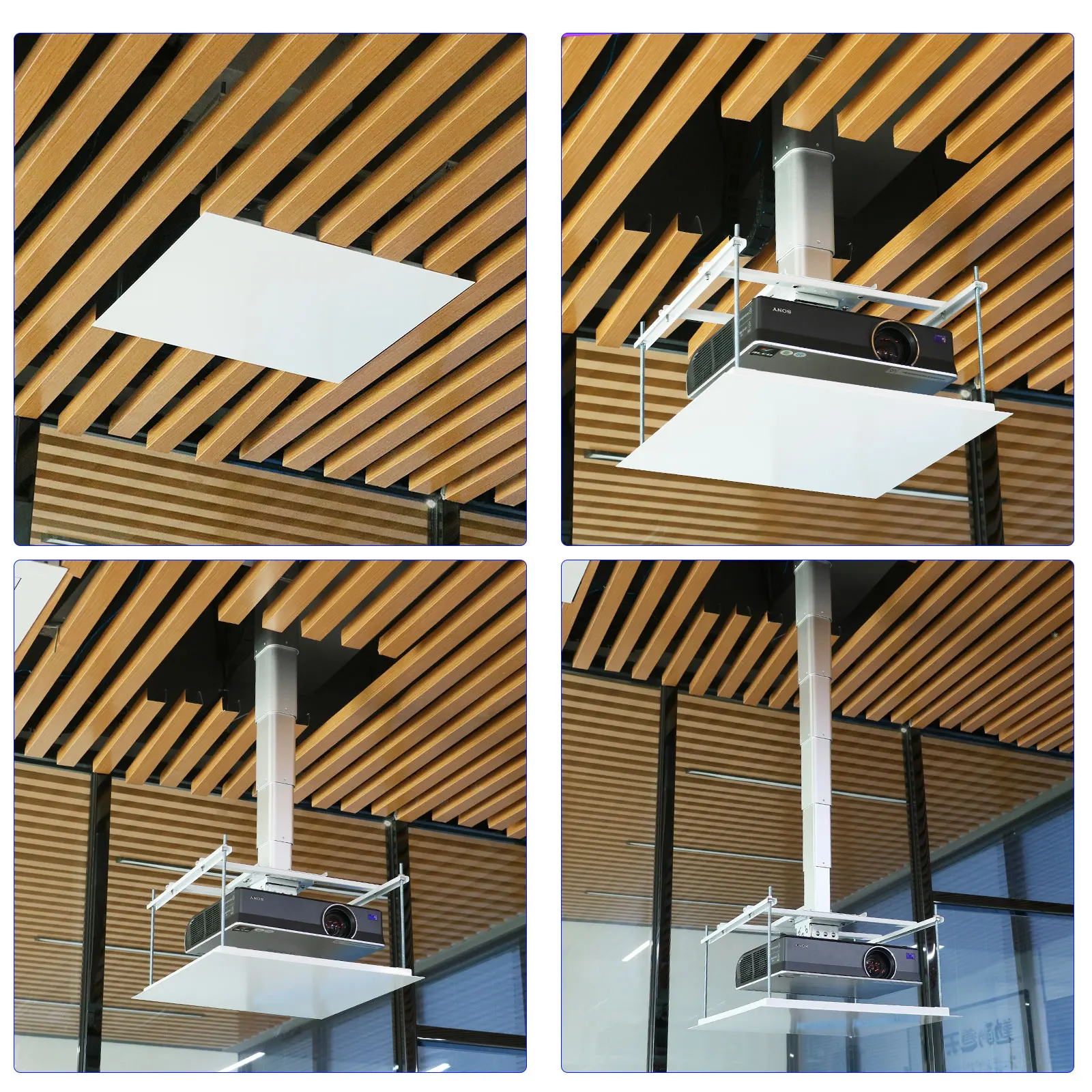 1.5m Remote Control ceiling Hidden Motorized Projector Lift Conference Projector Mount With 44lbs Bearing