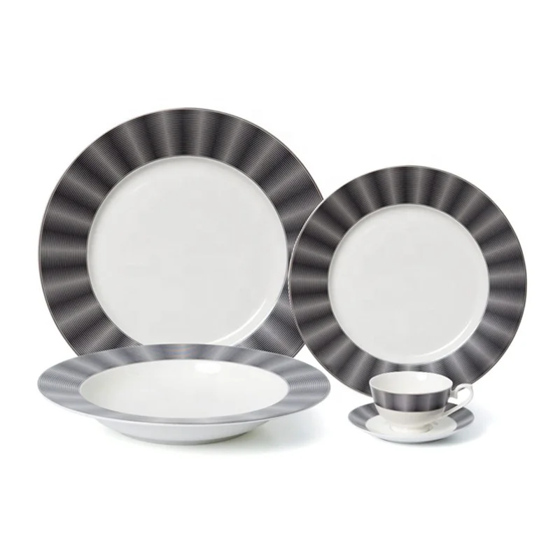 Factory supply wedding kitchen accessories dinnerware 20pcs crockery glazed royal cookware sets porcelain dinner set