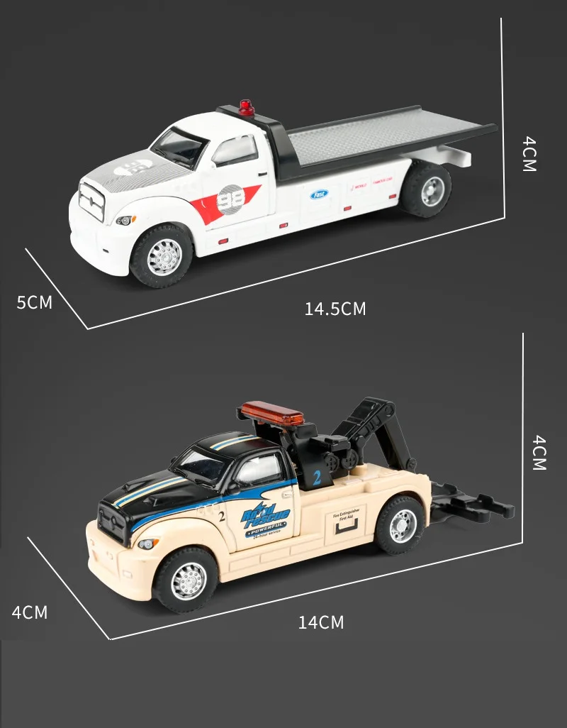 Metal Car Toys Die Cast Model Truck Toy Transporter Truck Ladder Juguetes Rescue Truck with small car