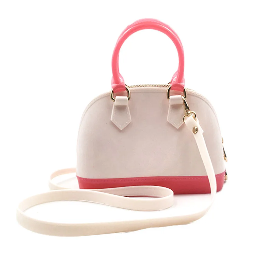 custom New Wholesale Jelly Shell Candy Color Women Hand Bags One Shoulder Bag Women Summer Girls Mini Tote Bag PVC Single 3047