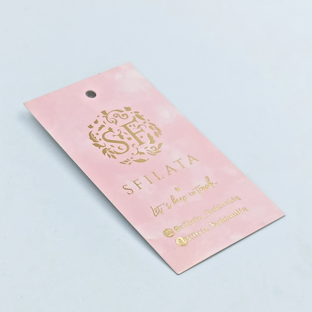 Cheap Custom Design Printing Name Logo Paper Garment Hangtag Labels Clothing Hang Tags with String