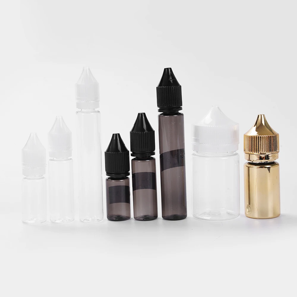 Hot sale China plastic oil bottle empty customized shape 10ml 20ml 30ml 50ml rose gold plastics dropper bottle with screw cap