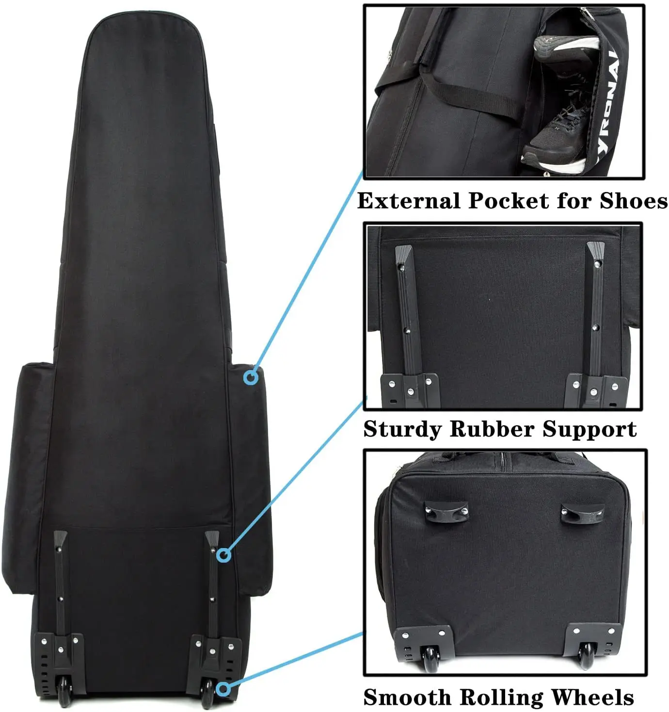 Heavy Duty Golf Bag Clue Tube Waterproof Golf Travel Cover Bag Cart Bag with Wheels for Traveling Golf Gear Transportation