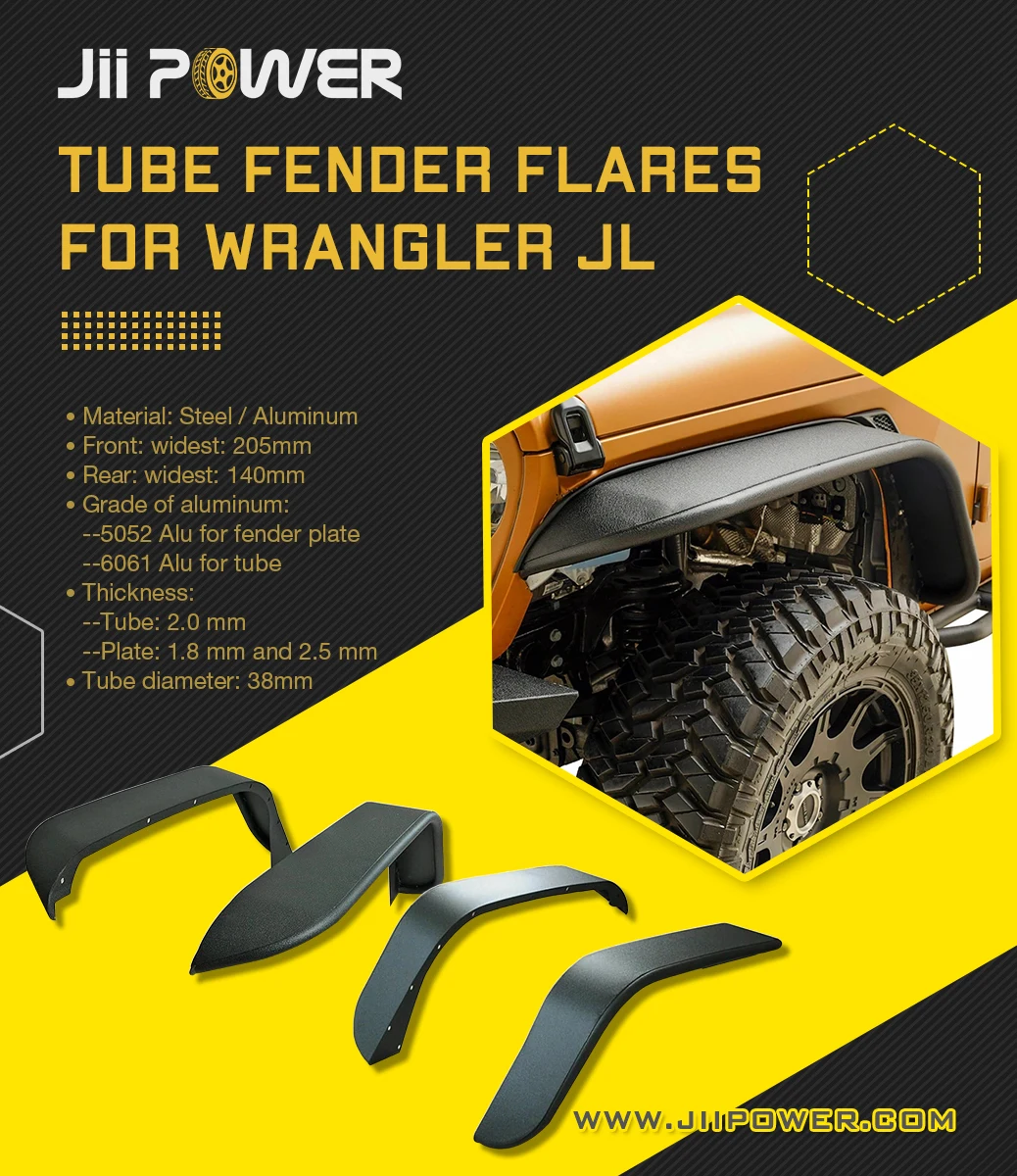 Aluminum Tube fender flares  for Jeep Wrangler JT