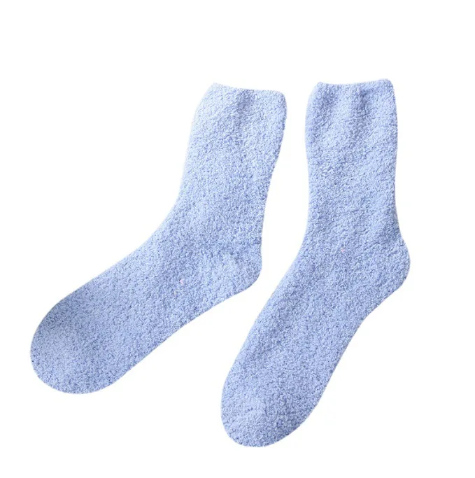Fashion Winter Women Girls Fuzzy Crew Socks Candy Color Cozy Plush Fluffy Fur Room Floor Slipper Socks