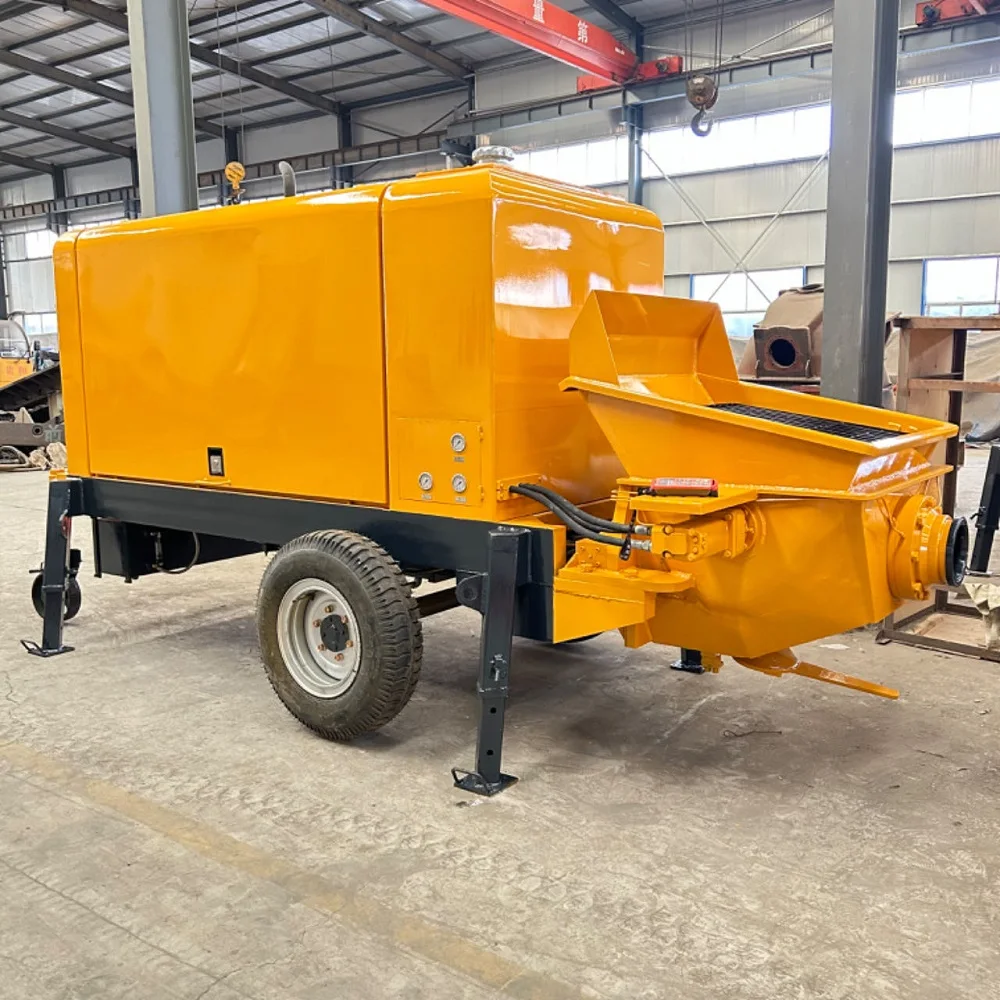 China Brand Stationary Concrete Pump Diesel Cement Pump with Reliable Engine and PLC for House Use or Engineering Structure