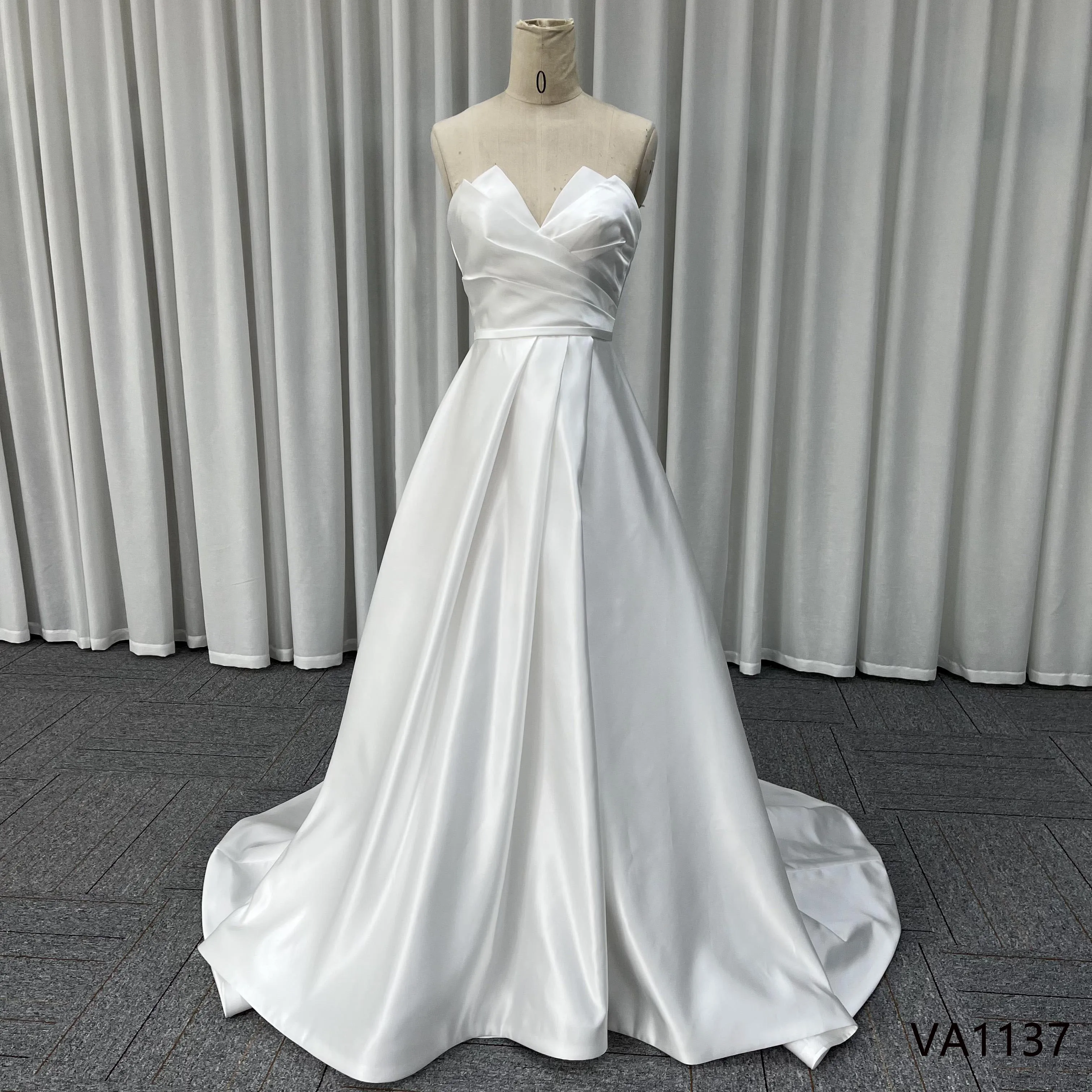 Vestidos De Novia атласное свадебное платье без бретелек элегантное винтажное с высоким разрезом для гражданской свадьбы