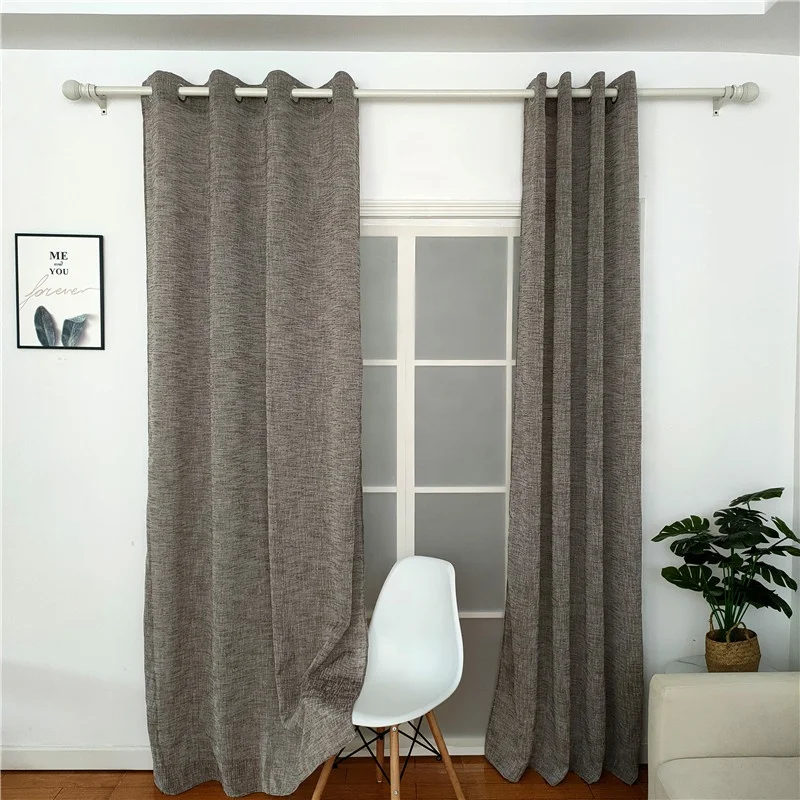 2022 Hot Sale Brown China 100% Polyester Environmental Protection Material recycle fabrics faux linen Curtain