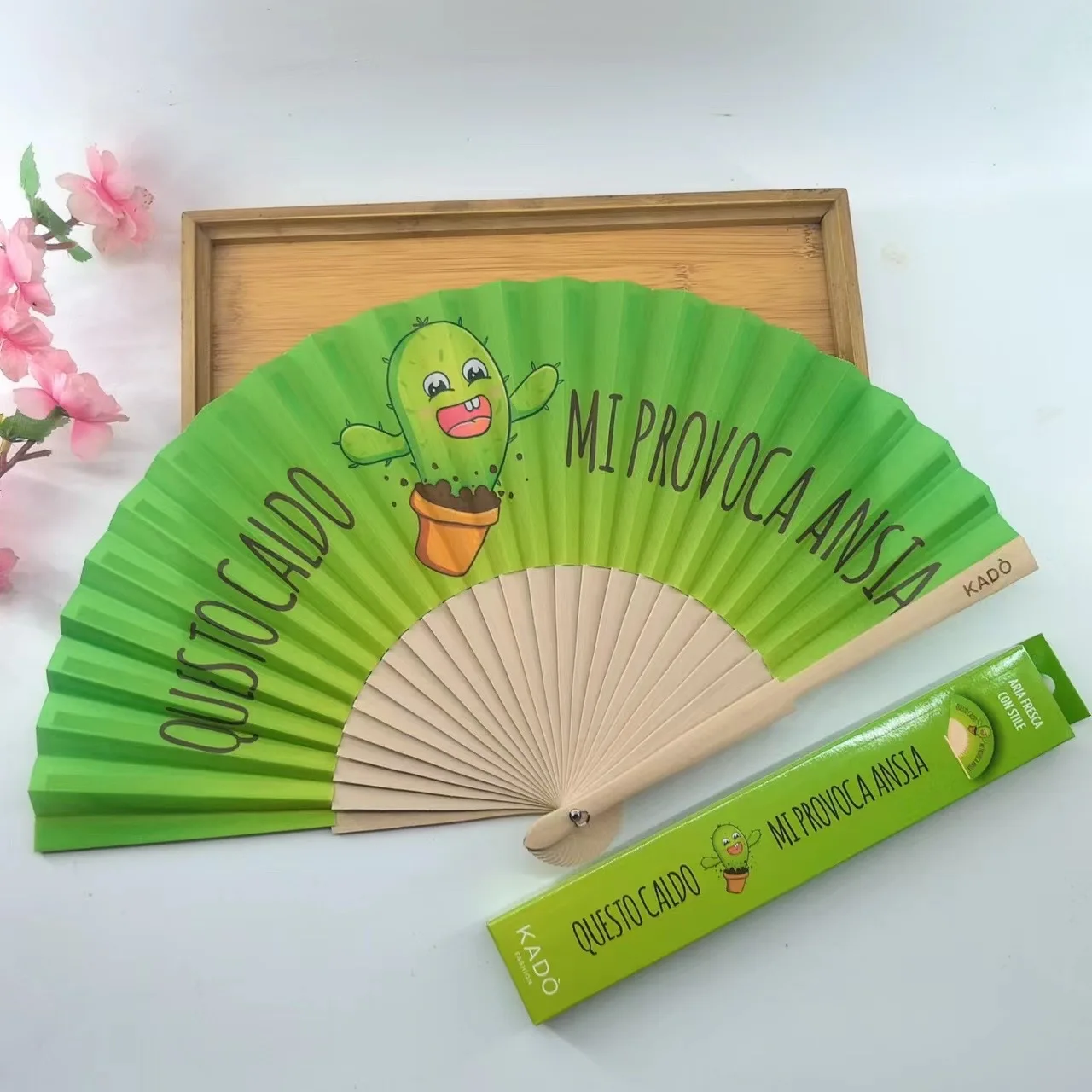 Wholesale Spanish Wedding Brand Promotion Custom Logo Print Folding Hand fan Wood Hand Held Fan Bulk Custom