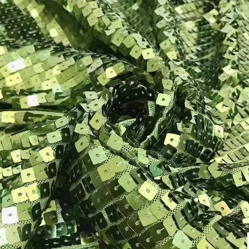 wholesale embroidery textile fabric Gold square sequins French Tulle Lace Fabric