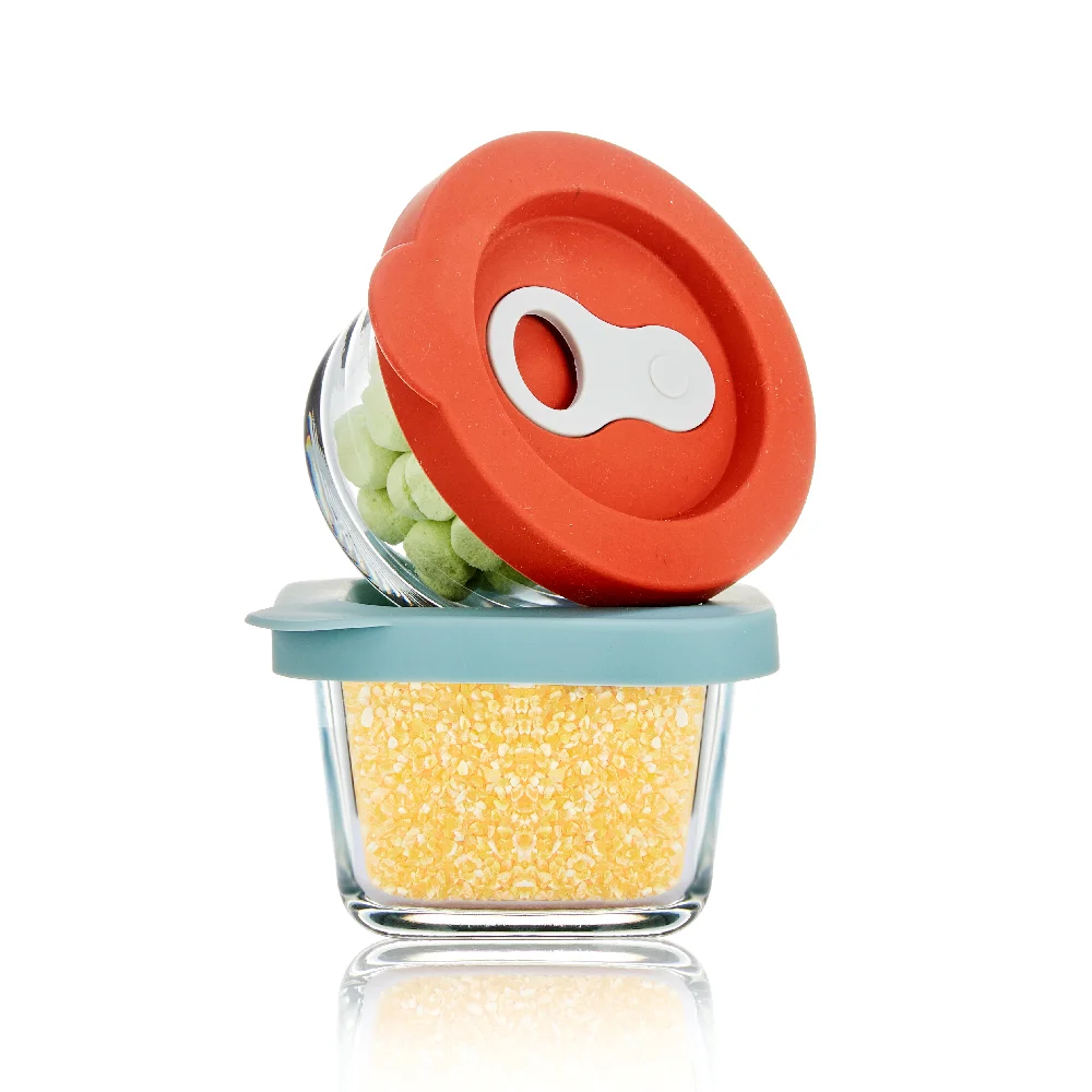 LINUO whole sale  silicon food container  Glass Baby Food Storage Containers With Lids glass jar