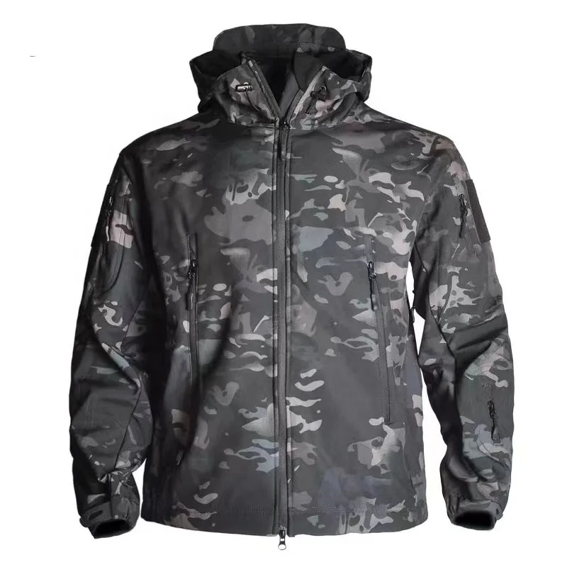 Factory Wholesale Custom Camo Hoodie Waterproof Tacticall Shark Skin Fleece Outdoor Soft Shell Jacket Uniforms stormsuit