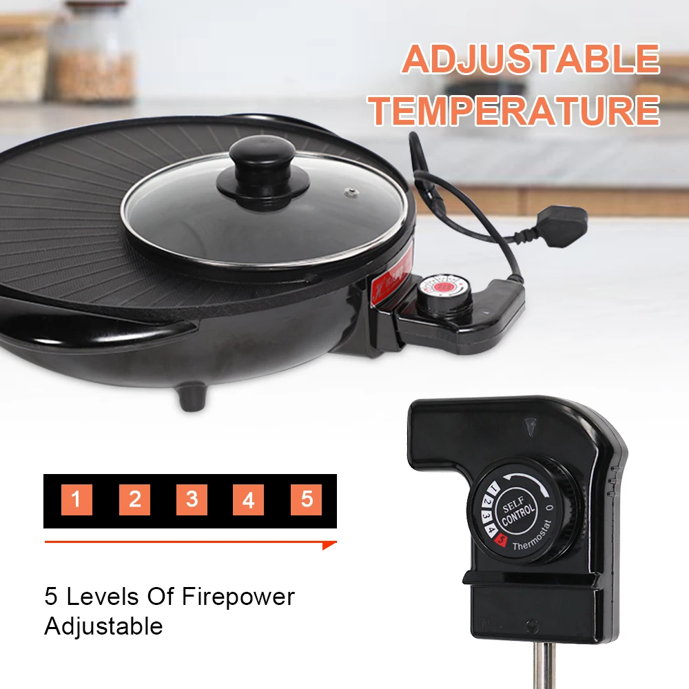 Multifunctional 2 In 1 SmokelessInstall Electric Grill Non-stick Easy Cleaning Smokeless Bbq