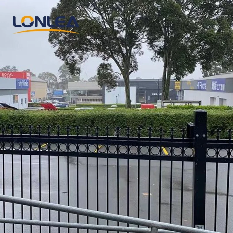 cheap wrought iron fence panels steel pipe garden fencing spear top with rings