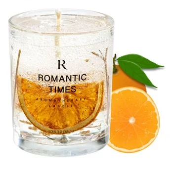 SINGHUA OEM Custom Private Label Home Decoration Flower Fruit Gel Wax Candle Jars Scented Jelly Candles With Dried Flowers