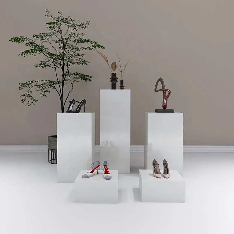 Custom Clothes Wedding jewelry bag Decoration case Floor Display Plinth Round Acrylic Cylinder Display Stand for show
