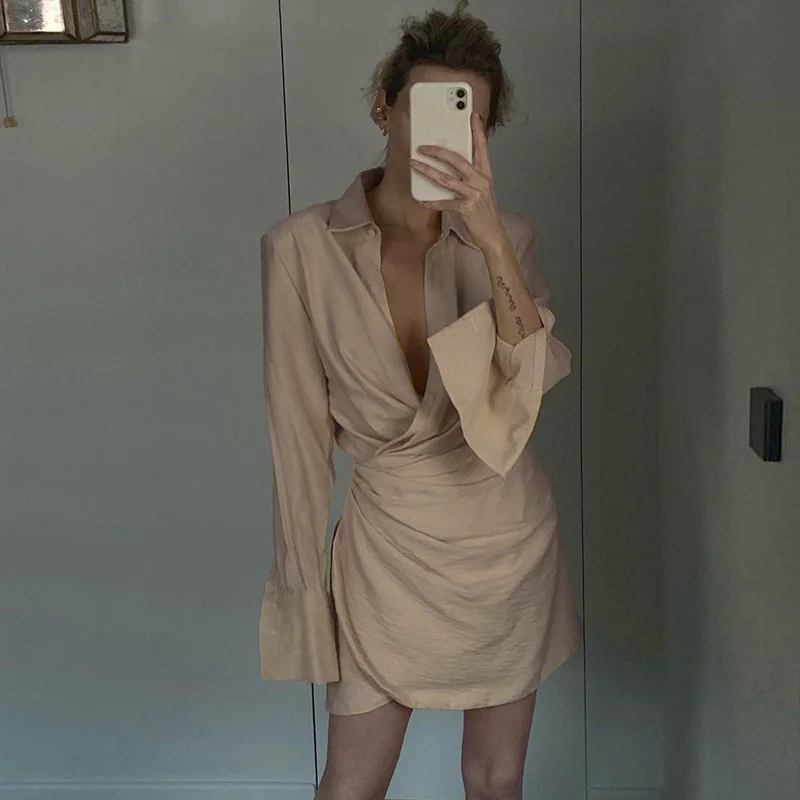 D4470 Private Label Whole Sale Women Lapel New Born Fall Dresses