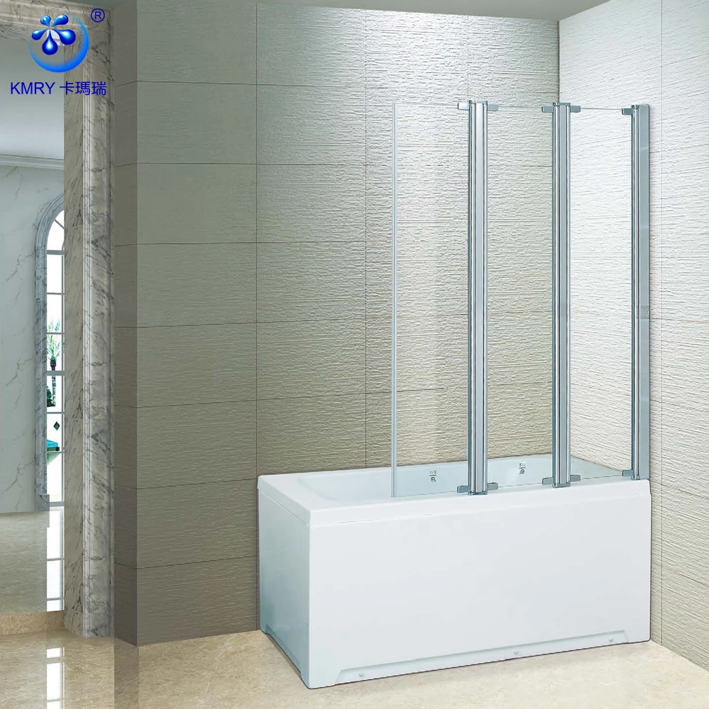 KMRY 3 Panels Folding Glass Bathroom Shower Screen For Bathtub tub,Foldable Glass Shower Bathtub Screen