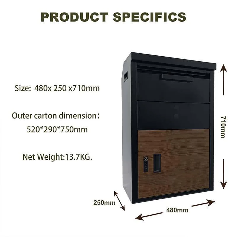 hot sale Outdoor Metal Wall Mounted Packaging Courier Box safe Delivery parcel drop Mailbox Waterproof Letterbox With Lock