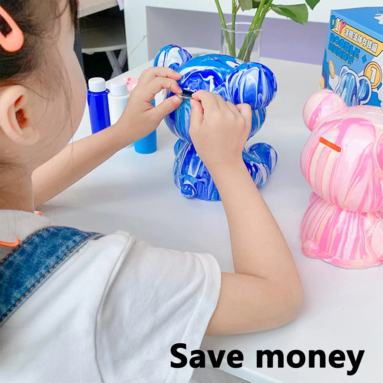 Custom Wholesale Diy Fluid Bear Piggy Bank Home Decoration for Kids and Adults