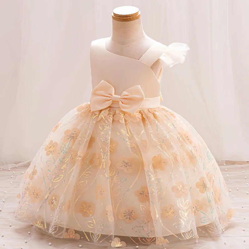 Factory price children lace toddlers princess birthday baby ball gowns flower girl dresses wedding kids dress
