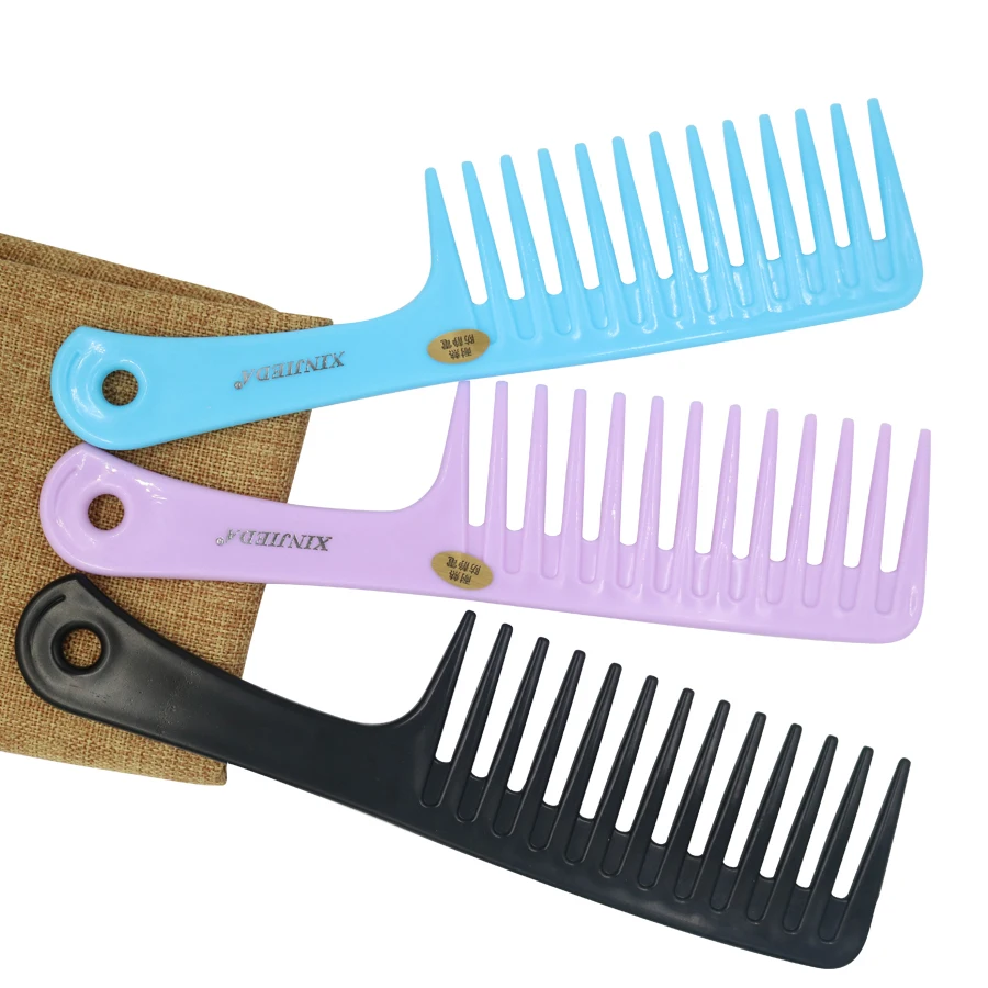 Free Sample Wholesale Custom LOGO Hairdressing  Detangling Shower Hair Comb Heat-Resistant Large Plastic Wide Tooth Hair Comb