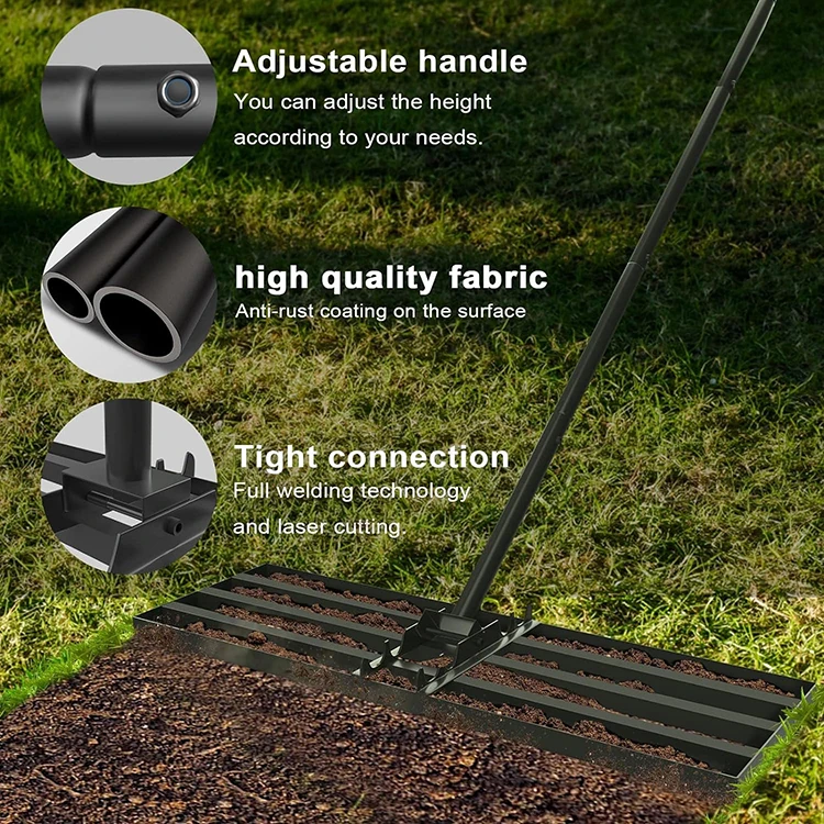 JH-Mech Widely Used Easy Installation Rust-resistant Attractive Design Ground Plate Black Stainless Steel Lawn Leveling Rake