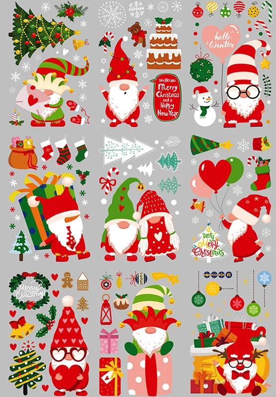 Рождественская тема, красные цветы, праздничное украшение, оконная наклейка на Рождество, праздничные украшения для вечеринки