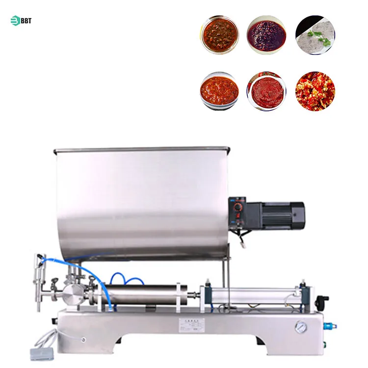 Semi-Automatic Filling Machine Hot Sauce Peanut Butter Soybean Tomato Paste Cream Filling Machine With U Type Mixer