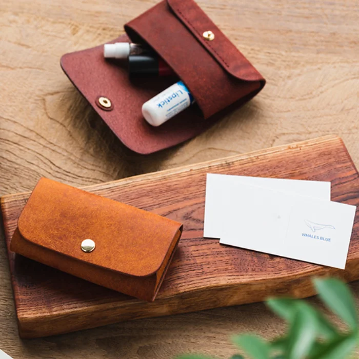 Luxury Leather Business Card Case Credit Card Pocket Coin Holder Customizable Logo Pattern Simple Elegant Bag Packaging