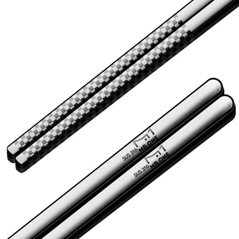 Hot Wholesale 316 Stainless Steel Reusable Chopsticks 10 pairs chinese steel chopstick for home kitchen