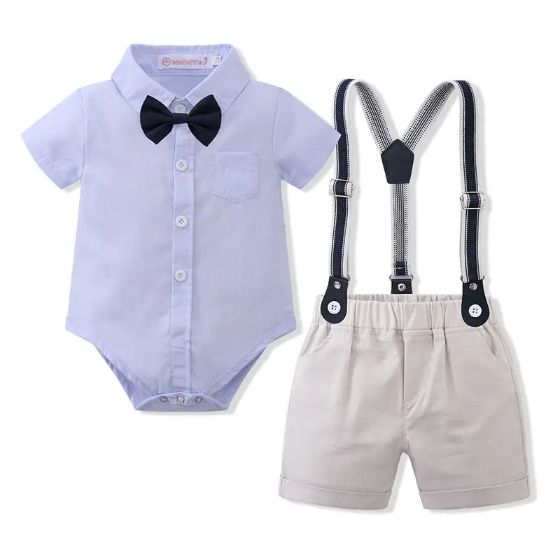 wholesale  Gentleman Bow Tie Suit Baby Infant Clothing Single Breasted Formal Wedding Wear Children Cloth Baby Boy Suit Set