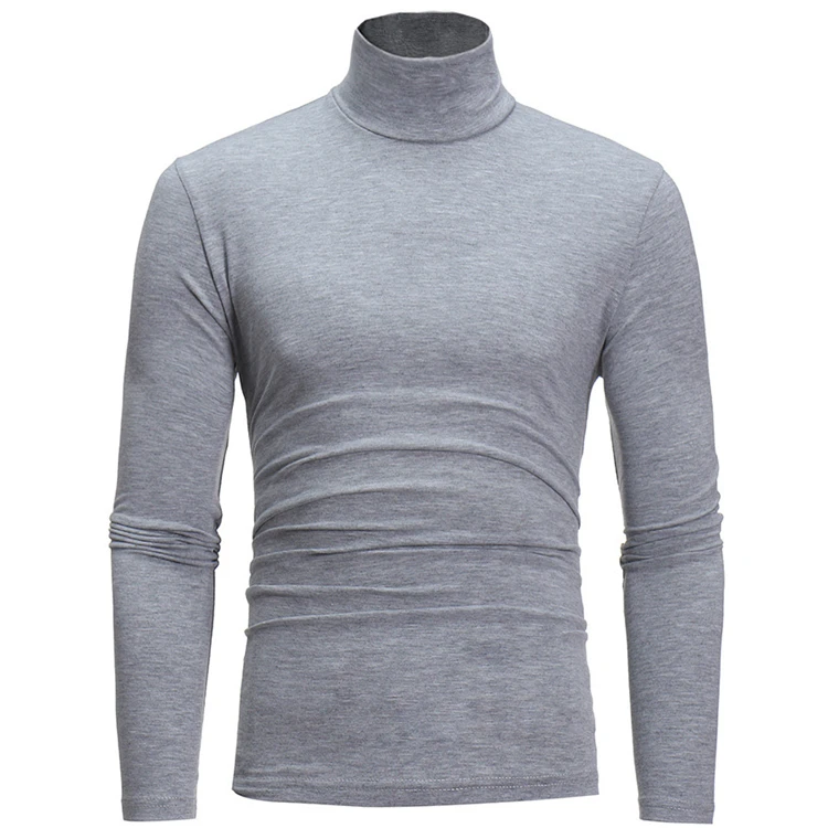 Turtleneck long-sleeved T-shirt men 7-color all-match solid color pullover bottoming shirt