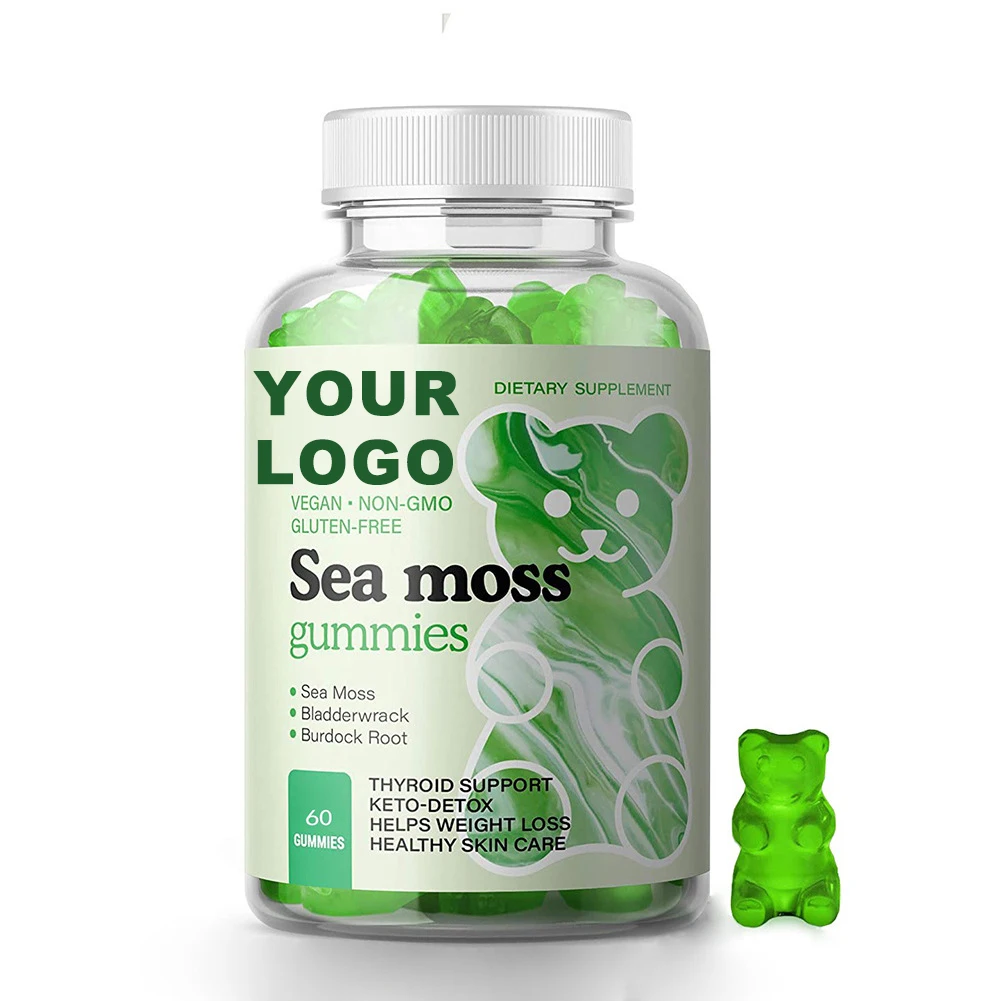 Best Supplier Private Label Benefits Wild Crafted Vegan Powder Capsules Green Organic Sea Irish Moss Gel Gummy For Weight Loss